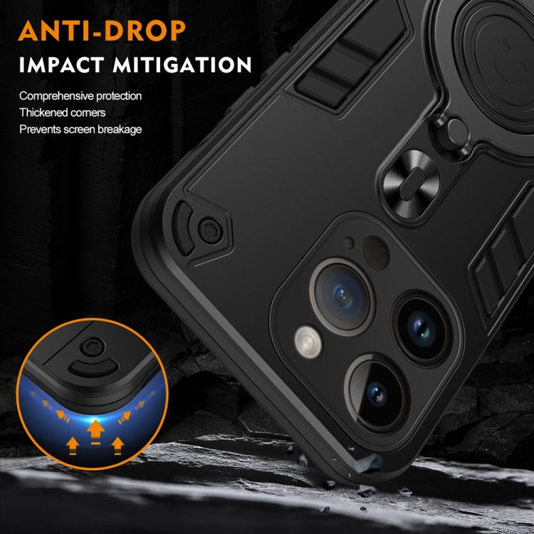 For iPhone 14 Pro Metal Ring 360 Degree Rotating Holder PC Hybrid TPU Phone Case