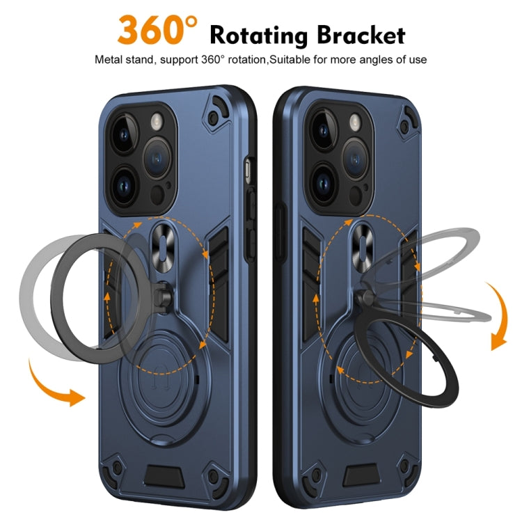 For iPhone 14 Pro Metal Ring 360 Degree Rotating Holder PC Hybrid TPU Phone Case