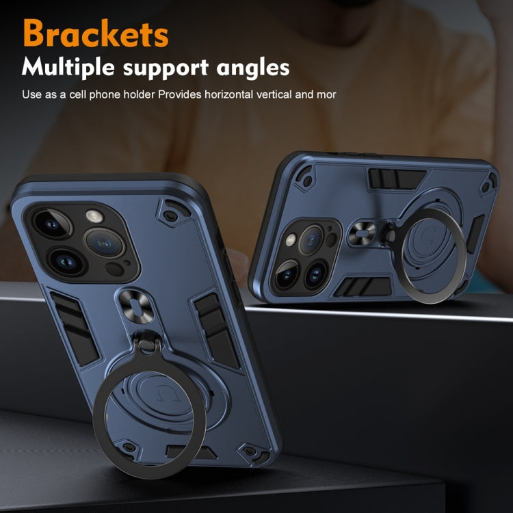 For iPhone 14 Pro Metal Ring 360 Degree Rotating Holder PC Hybrid TPU Phone Case