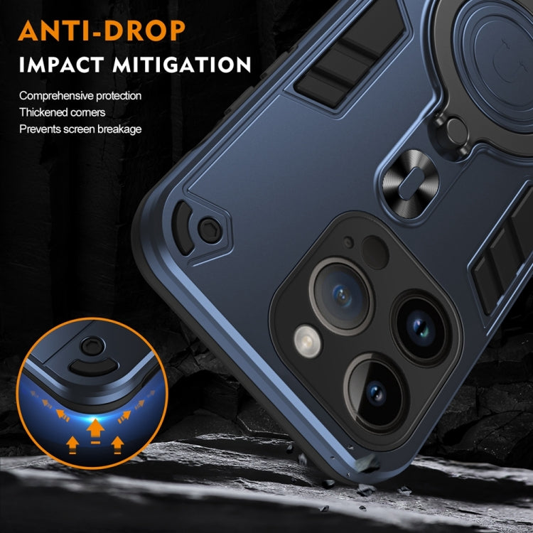 For iPhone 14 Pro Metal Ring 360 Degree Rotating Holder PC Hybrid TPU Phone Case