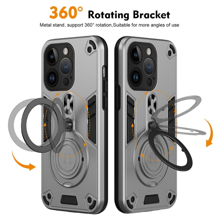 For iPhone 14 Pro Metal Ring 360 Degree Rotating Holder PC Hybrid TPU Phone Case