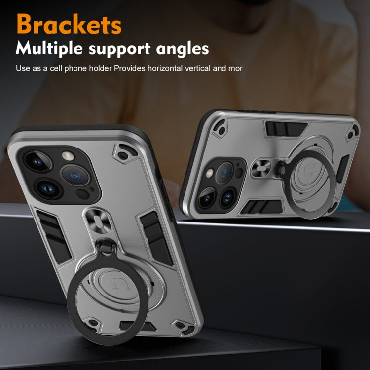 For iPhone 14 Pro Metal Ring 360 Degree Rotating Holder PC Hybrid TPU Phone Case