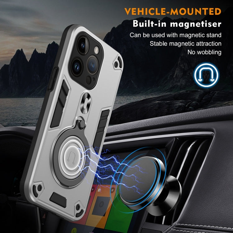 For iPhone 14 Pro Metal Ring 360 Degree Rotating Holder PC Hybrid TPU Phone Case