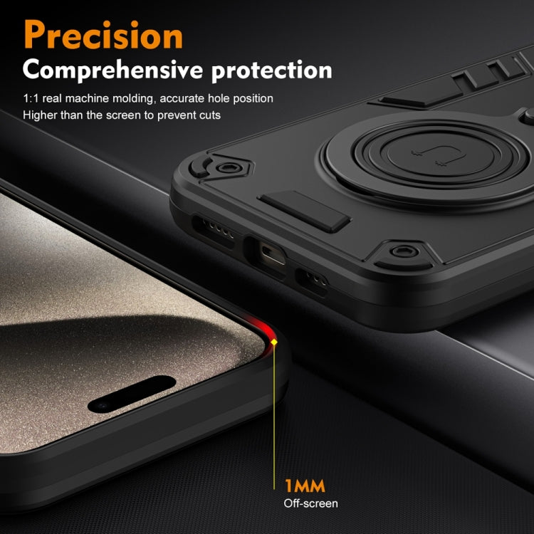 For iPhone 14 Pro Max Metal Ring 360 Degree Rotating Holder PC Hybrid TPU Phone Case