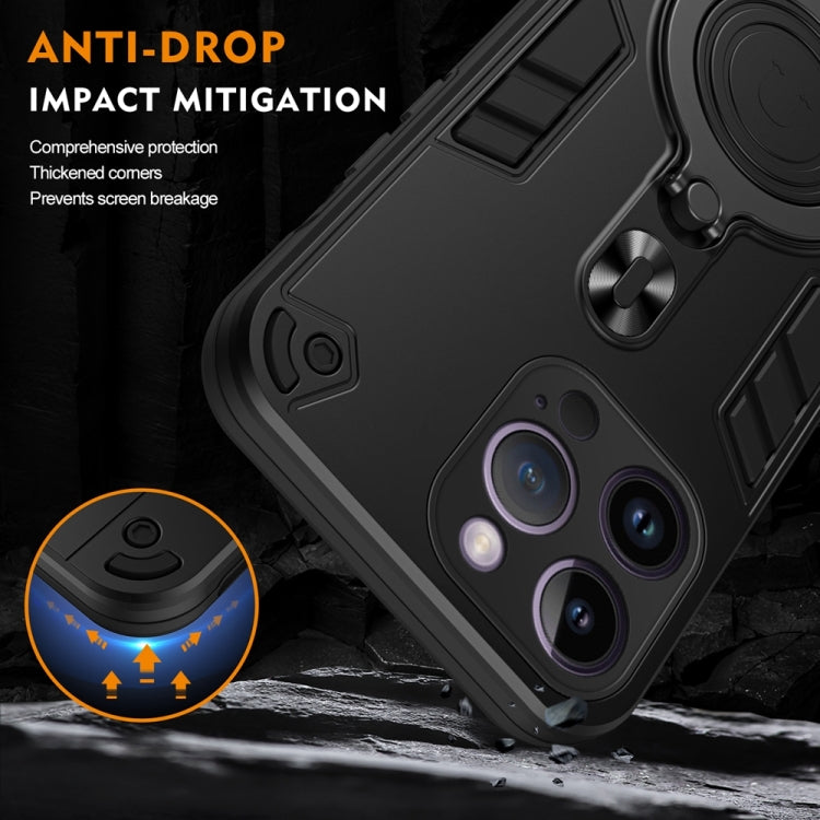 For iPhone 14 Pro Max Metal Ring 360 Degree Rotating Holder PC Hybrid TPU Phone Case