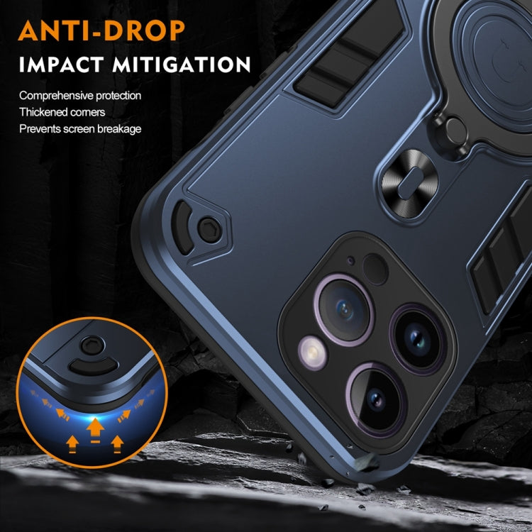 For iPhone 14 Pro Max Metal Ring 360 Degree Rotating Holder PC Hybrid TPU Phone Case