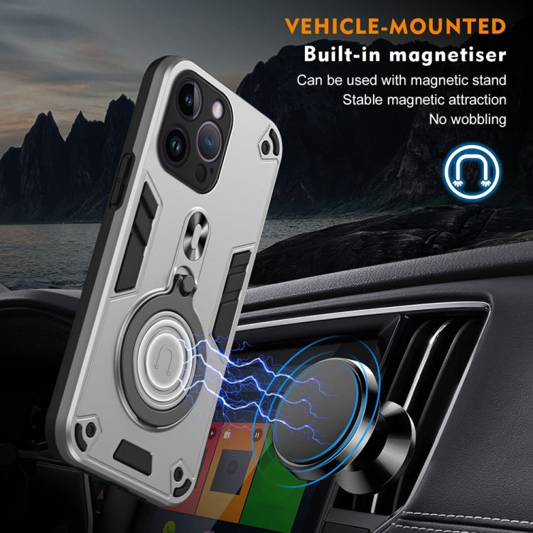 For iPhone 14 Pro Max Metal Ring 360 Degree Rotating Holder PC Hybrid TPU Phone Case