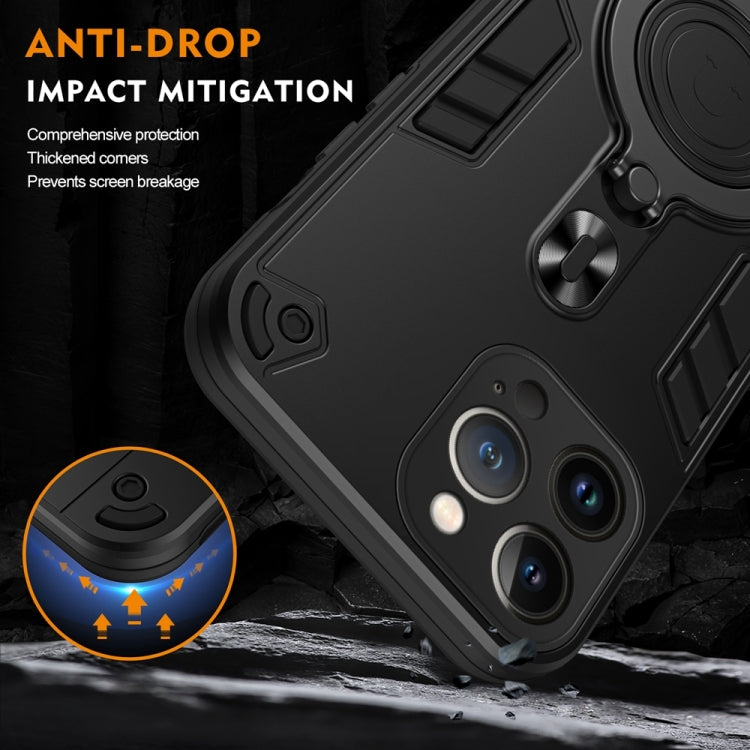 For iPhone 13 Pro Max Metal Ring 360 Degree Rotating Holder PC Hybrid TPU Phone Case