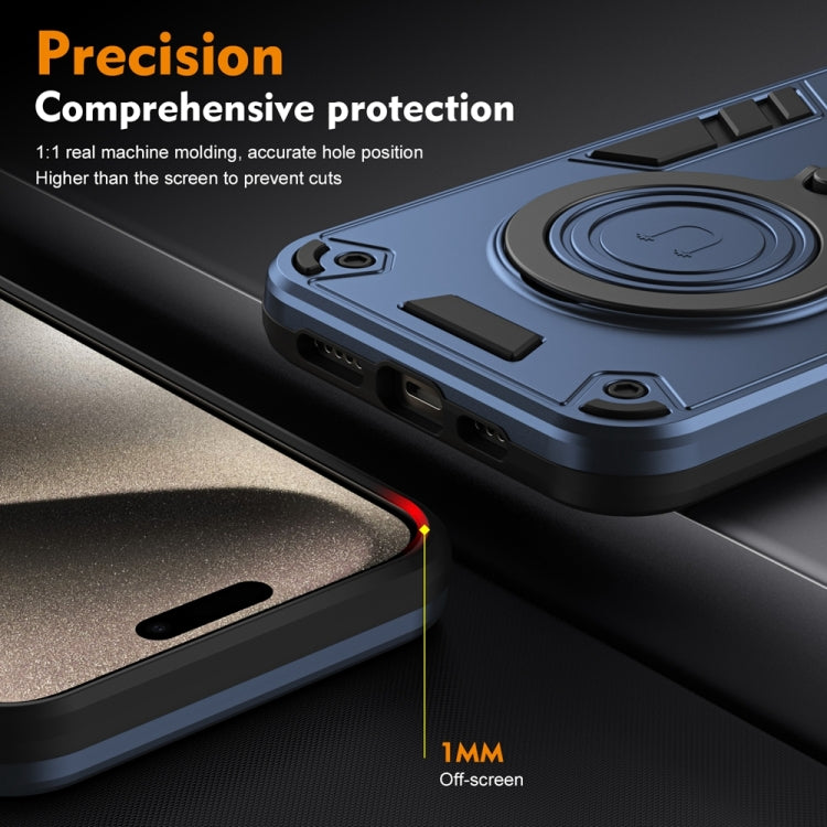 For iPhone 13 Pro Max Metal Ring 360 Degree Rotating Holder PC Hybrid TPU Phone Case