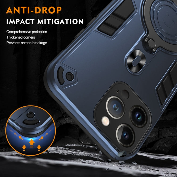 For iPhone 13 Pro Max Metal Ring 360 Degree Rotating Holder PC Hybrid TPU Phone Case