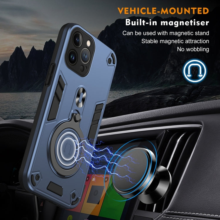 For iPhone 13 Pro Max Metal Ring 360 Degree Rotating Holder PC Hybrid TPU Phone Case