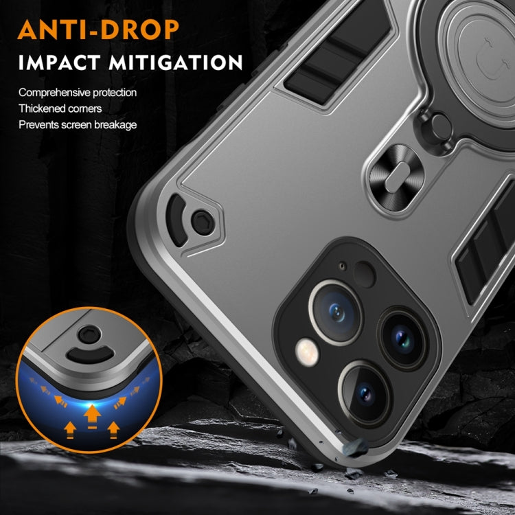 For iPhone 13 Pro Max Metal Ring 360 Degree Rotating Holder PC Hybrid TPU Phone Case