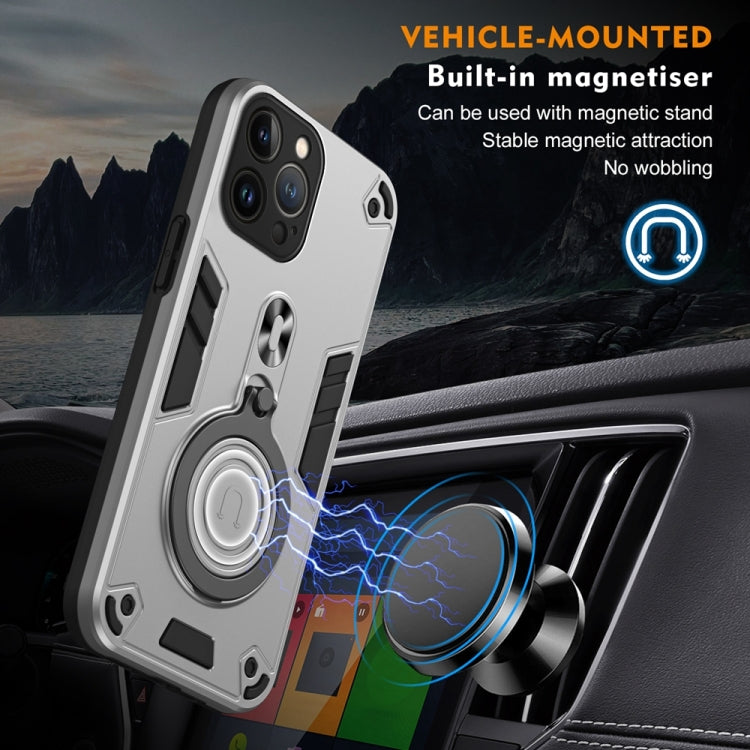 For iPhone 13 Pro Max Metal Ring 360 Degree Rotating Holder PC Hybrid TPU Phone Case
