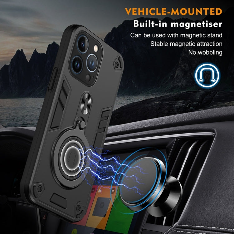 For iPhone 13 Pro Metal Ring 360 Degree Rotating Holder PC Hybrid TPU Phone Case