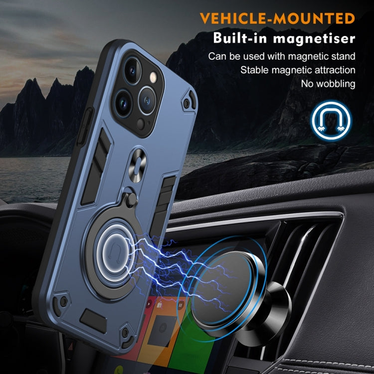 For iPhone 13 Pro Metal Ring 360 Degree Rotating Holder PC Hybrid TPU Phone Case