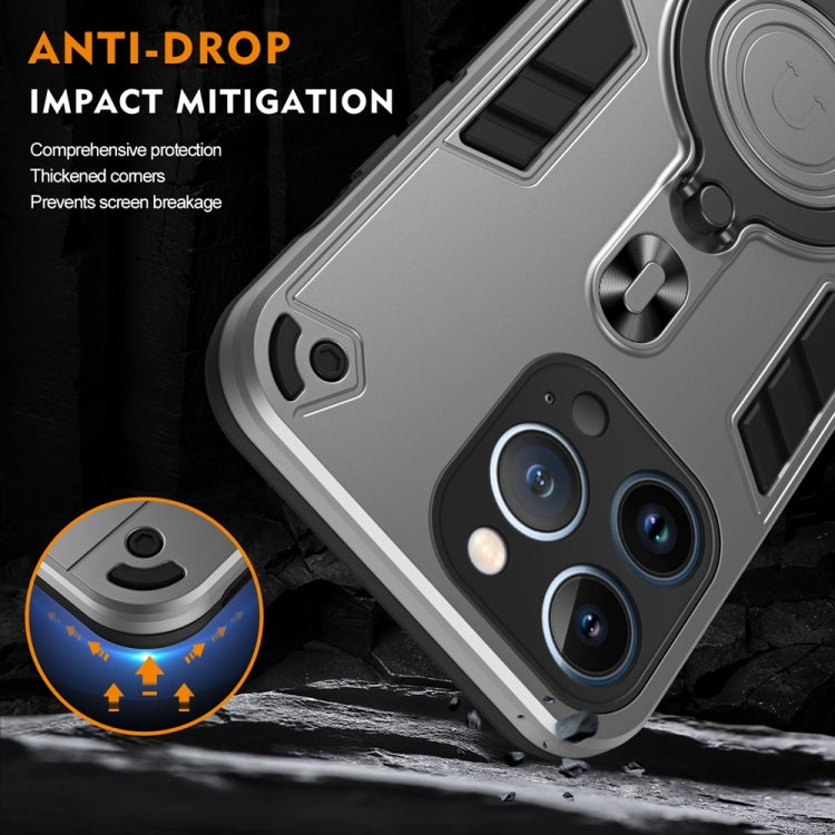 For iPhone 13 Pro Metal Ring 360 Degree Rotating Holder PC Hybrid TPU Phone Case