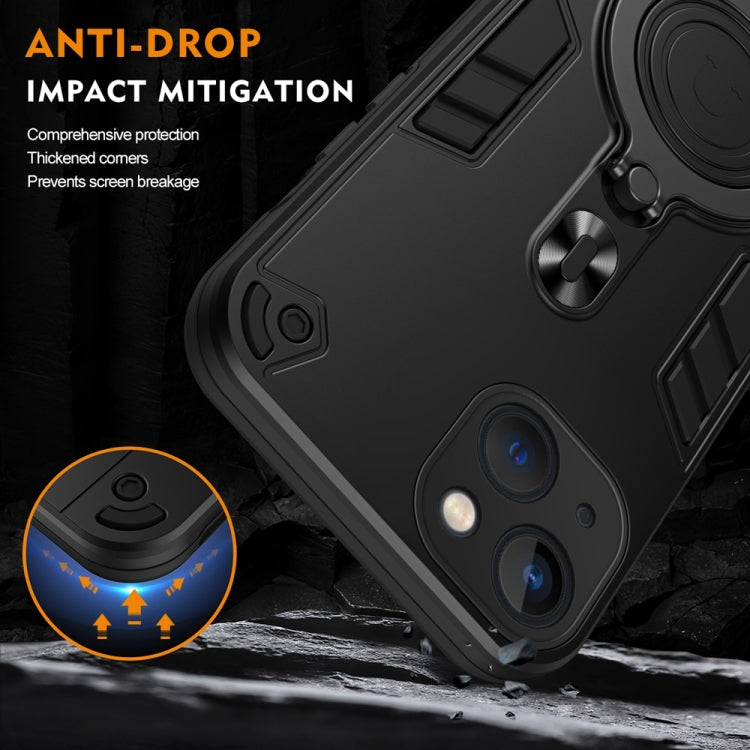 For iPhone 13 Metal Ring 360 Degree Rotating Holder PC Hybrid TPU Phone Case
