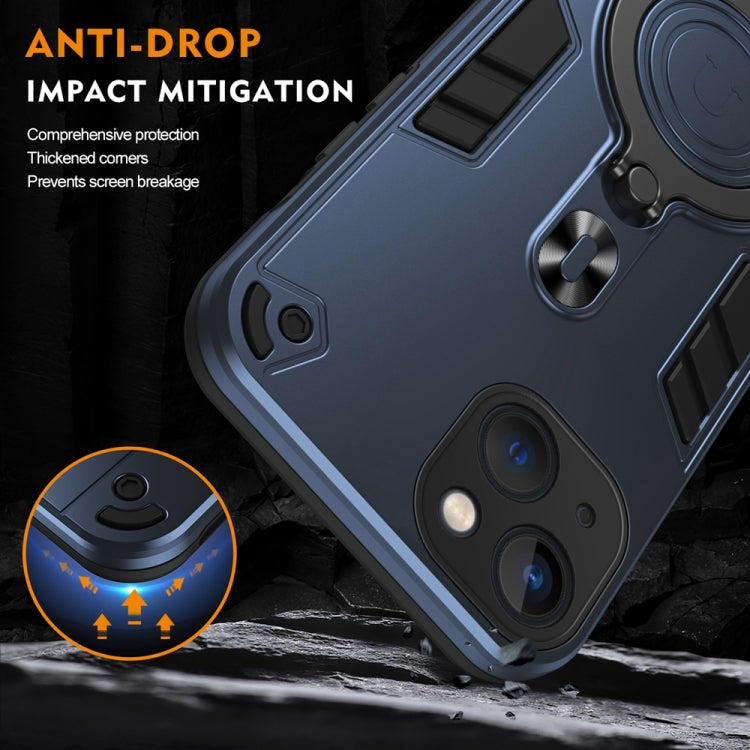 For iPhone 13 Metal Ring 360 Degree Rotating Holder PC Hybrid TPU Phone Case