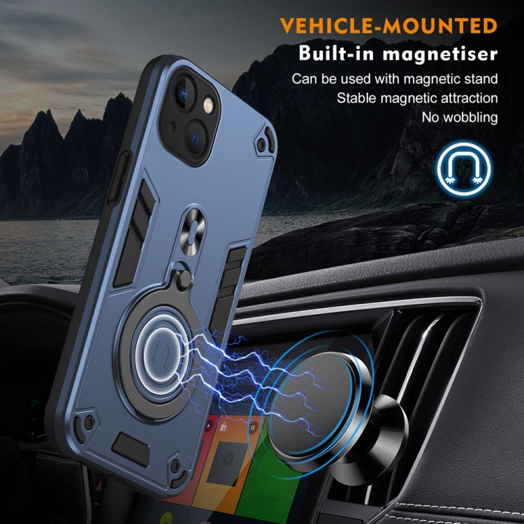 For iPhone 13 Metal Ring 360 Degree Rotating Holder PC Hybrid TPU Phone Case