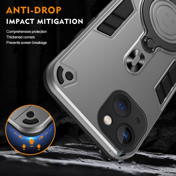 For iPhone 13 Metal Ring 360 Degree Rotating Holder PC Hybrid TPU Phone Case