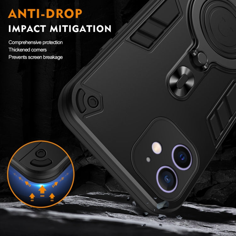 For iPhone 12 Metal Ring 360 Degree Rotating Holder PC Hybrid TPU Phone Case