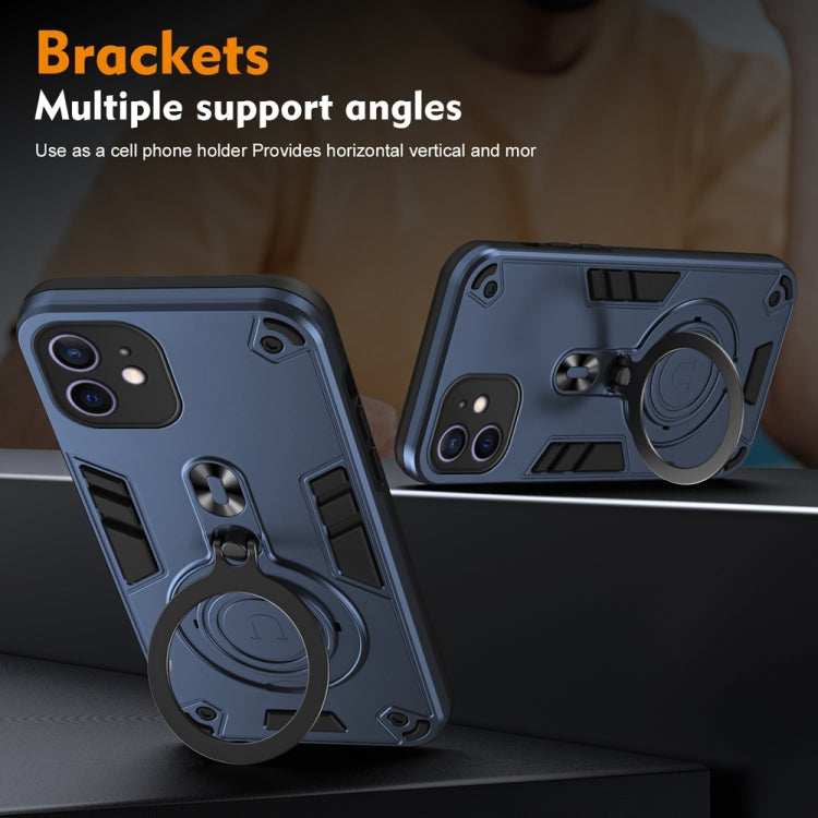 For iPhone 12 Metal Ring 360 Degree Rotating Holder PC Hybrid TPU Phone Case