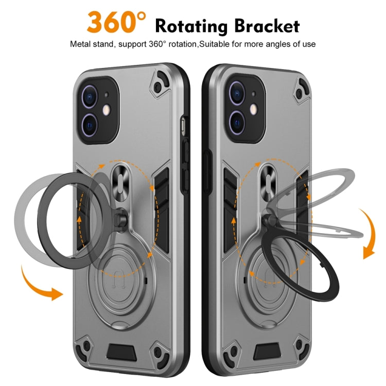 For iPhone 12 Metal Ring 360 Degree Rotating Holder PC Hybrid TPU Phone Case