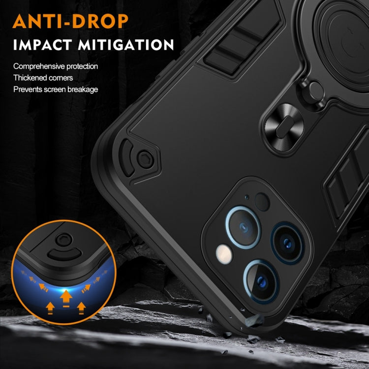 For iPhone 12 Pro Max Metal Ring 360 Degree Rotating Holder PC Hybrid TPU Phone Case