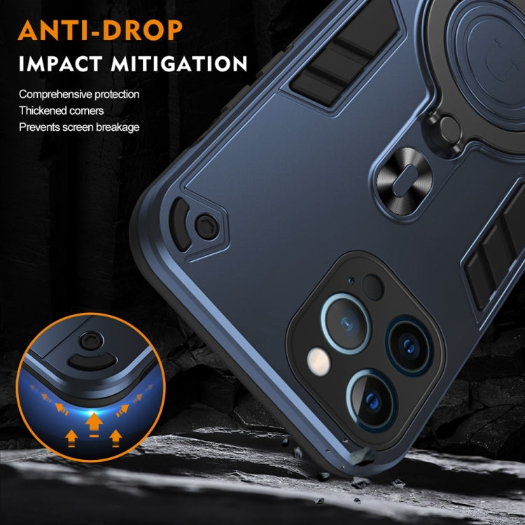 For iPhone 12 Pro Max Metal Ring 360 Degree Rotating Holder PC Hybrid TPU Phone Case