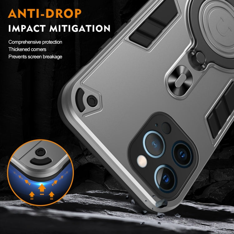 For iPhone 12 Pro Max Metal Ring 360 Degree Rotating Holder PC Hybrid TPU Phone Case