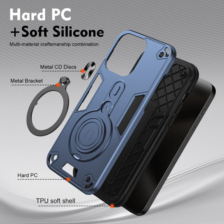 For iPhone 12 Pro Metal Ring 360 Degree Rotating Holder PC Hybrid TPU Phone Case
