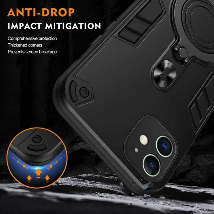 For iPhone 11 Metal Ring 360 Degree Rotating Holder PC Hybrid TPU Phone Case