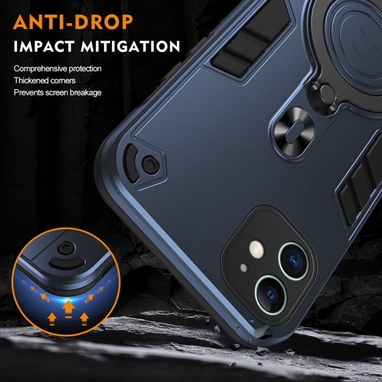 For iPhone 11 Metal Ring 360 Degree Rotating Holder PC Hybrid TPU Phone Case