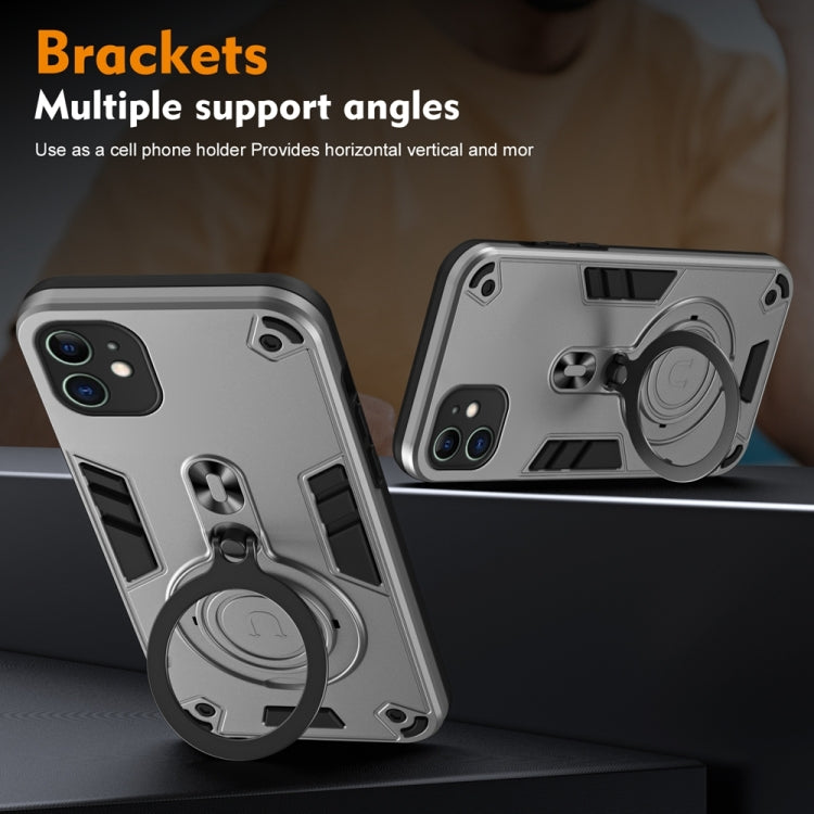 For iPhone 11 Metal Ring 360 Degree Rotating Holder PC Hybrid TPU Phone Case