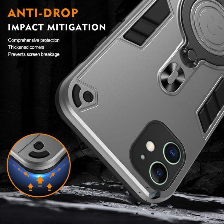 For iPhone 11 Metal Ring 360 Degree Rotating Holder PC Hybrid TPU Phone Case