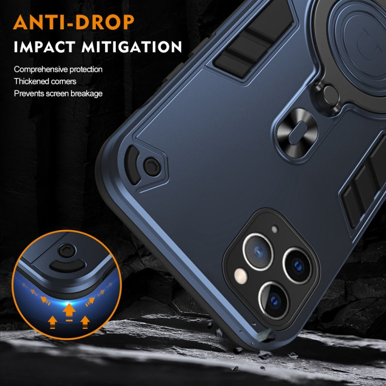 For iPhone 11 Pro Max Metal Ring 360 Degree Rotating Holder PC Hybrid TPU Phone Case