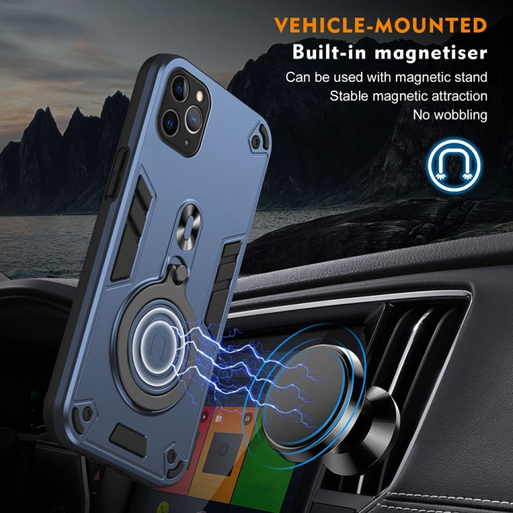 For iPhone 11 Pro Max Metal Ring 360 Degree Rotating Holder PC Hybrid TPU Phone Case