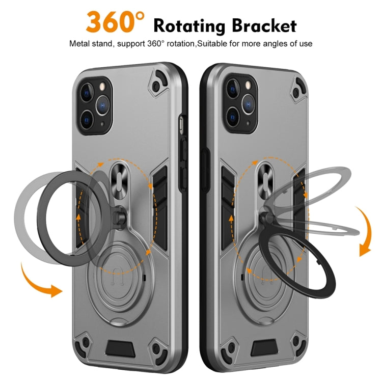 For iPhone 11 Pro Max Metal Ring 360 Degree Rotating Holder PC Hybrid TPU Phone Case