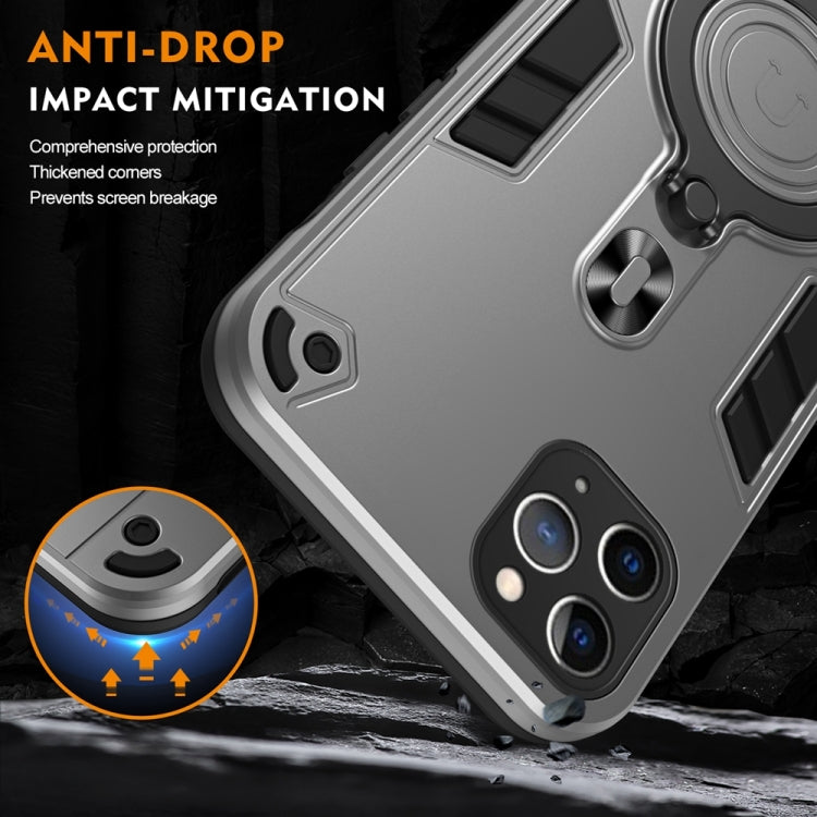 For iPhone 11 Pro Max Metal Ring 360 Degree Rotating Holder PC Hybrid TPU Phone Case