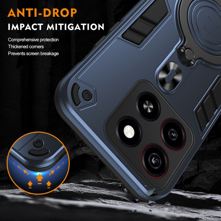For ZTE Blade A35 Metal Ring 360 Degree Rotating Holder PC Hybrid TPU Phone Case