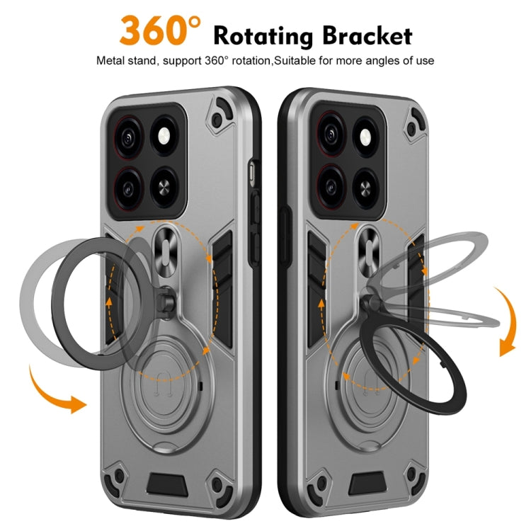 For ZTE Blade A35 Metal Ring 360 Degree Rotating Holder PC Hybrid TPU Phone Case