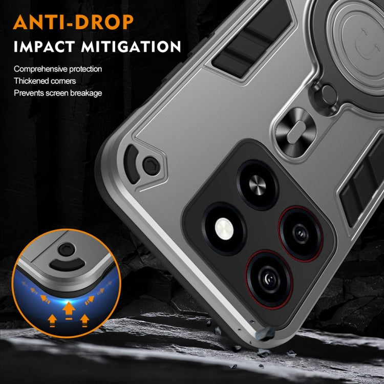 For ZTE Blade A35 Metal Ring 360 Degree Rotating Holder PC Hybrid TPU Phone Case