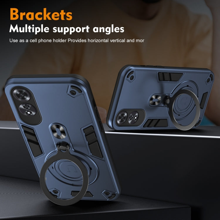 For OPPO A60 Metal Ring 360 Degree Rotating Holder PC Hybrid TPU Phone Case