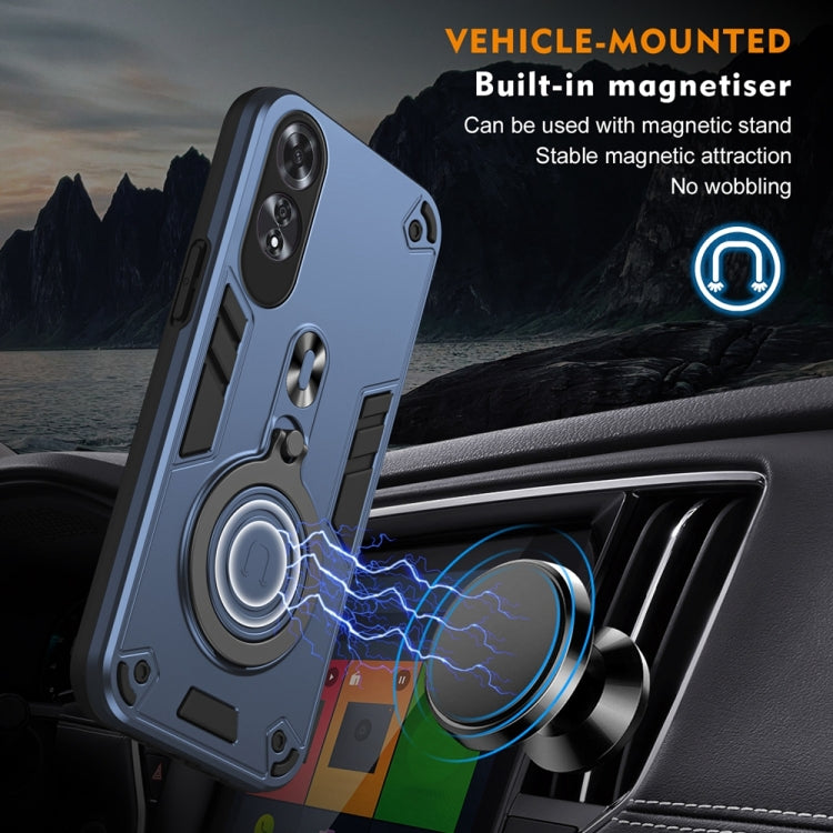 For OPPO A60 Metal Ring 360 Degree Rotating Holder PC Hybrid TPU Phone Case
