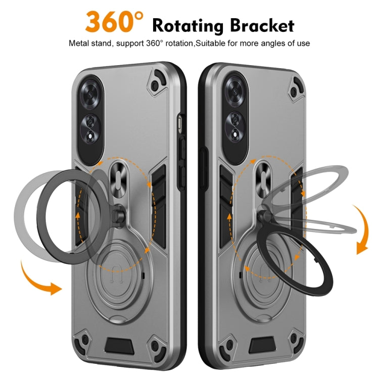 For OPPO A60 Metal Ring 360 Degree Rotating Holder PC Hybrid TPU Phone Case
