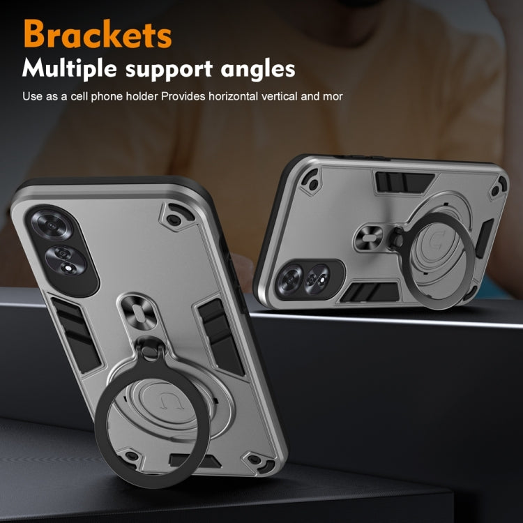 For OPPO A60 Metal Ring 360 Degree Rotating Holder PC Hybrid TPU Phone Case