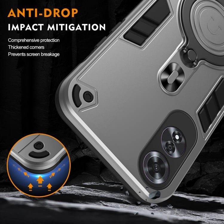 For OPPO A60 Metal Ring 360 Degree Rotating Holder PC Hybrid TPU Phone Case