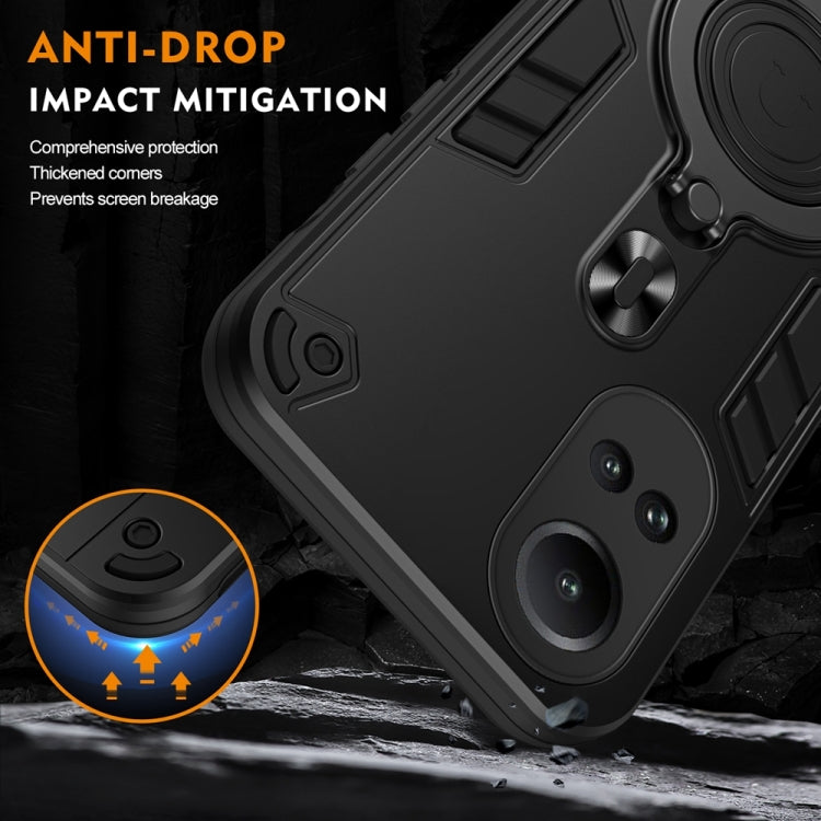 For OPPO Reno10 5G Global Metal Ring 360 Degree Rotating Holder PC Hybrid TPU Phone Case