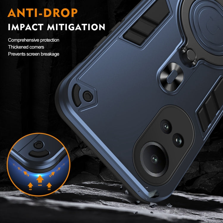 For OPPO Reno10 5G Global Metal Ring 360 Degree Rotating Holder PC Hybrid TPU Phone Case