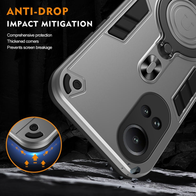 For OPPO Reno10 5G Global Metal Ring 360 Degree Rotating Holder PC Hybrid TPU Phone Case